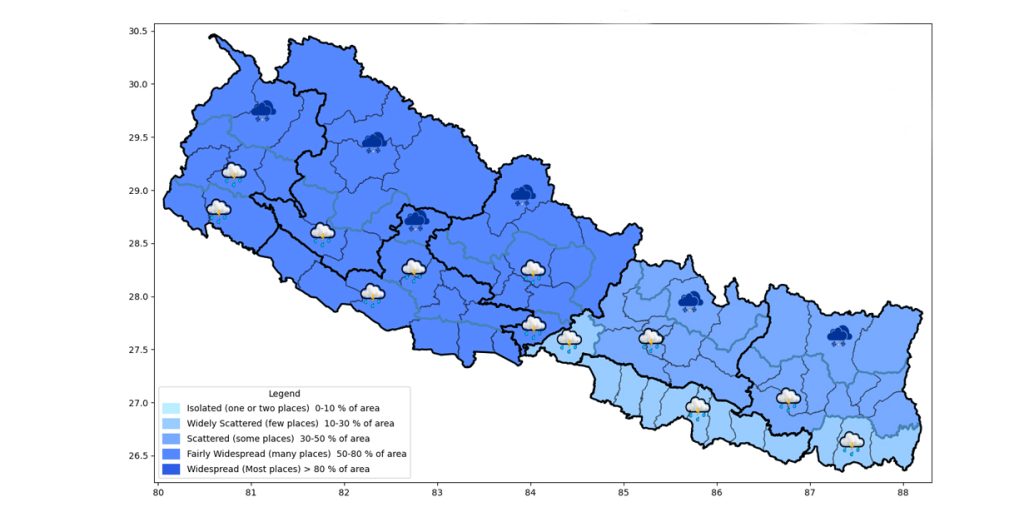 शुक्रबार धेरै ठाउँमा वर्षा हुने, पश्चिमेलीलाई मिल्नेछ गर्मीमा राहत